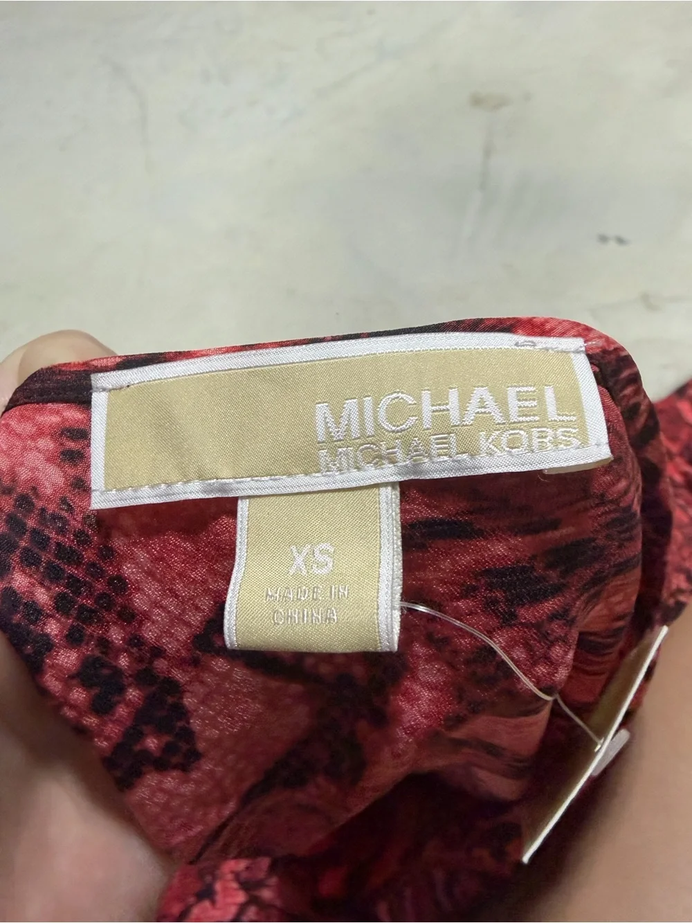 Michael kors NWT Women's Red Snakeskin-Print Long Sleeve Blouse XS MSRP$90